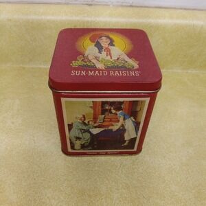 Vintage Sun Maid Raisins Collectors Tin Fruit Of The Vine‎